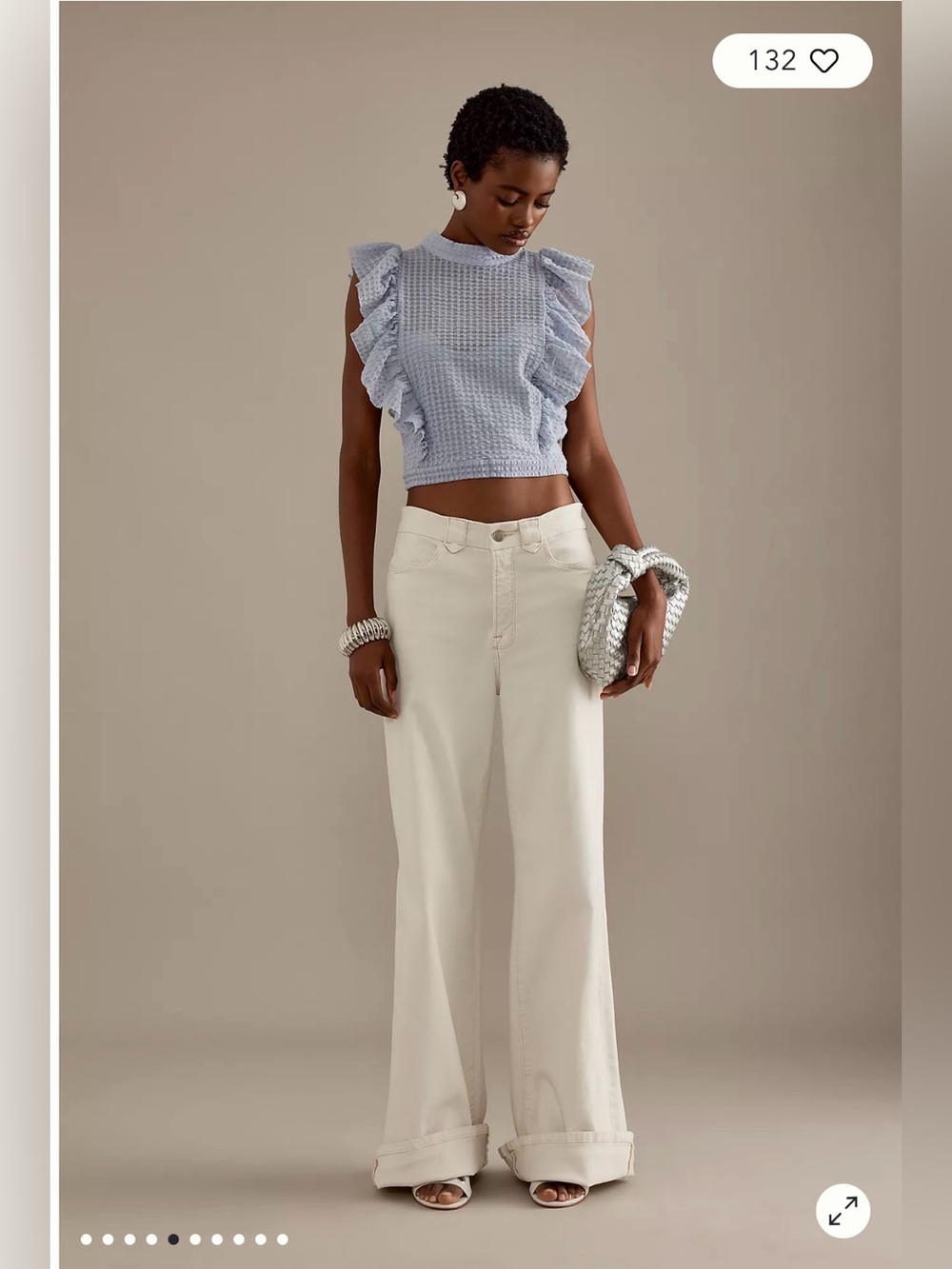 Anthropologie Maeve Cropped Ruffle mesh Top - Picture 9 of 10